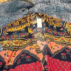 Novella Royale Multicolor Floral Kimono. Mustard ethnic floral